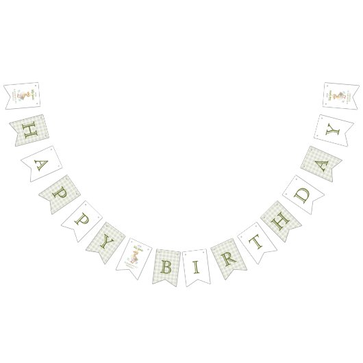 One Silly Goose Green Gingham Baby First Birthday バンティングフラッグ (全)