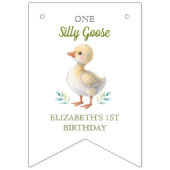 One Silly Goose Green Gingham Baby First Birthday バンティングフラッグ (第1の旗)