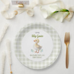 One Silly Goose Green Gingham Baby First Birthday ペーパープレート<br><div class="desc">Elegant One Silly Goose Green Gingham Baby First Birthday</div>