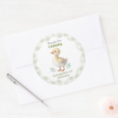 One Silly Goose Green Gingham Baby First Birthday ラウンドシール (封筒)