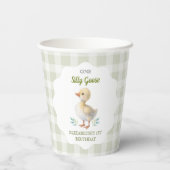 One Silly Goose Green Gingham Baby First Birthday 紙コップ (裏面)