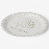 One Silly Goose Green Hand Drawn 1st Birthday  ペーパープレート (アングル)