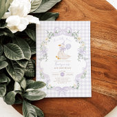 One Silly Goose Lilac Purple Bow 1st Birthday 招待状