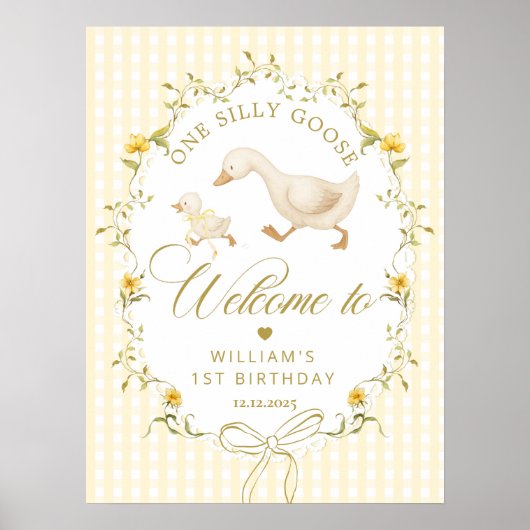One Silly Goose Neutral 1st Birthday Welcome ポスター (正面)