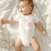 One silly Goose Personalize name First birthday ベビーボディスーツ