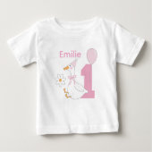 One silly Goose Personalize name First birthday ベビーTシャツ (正面)