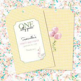 One Silly Goose Pink and Gingham 1st Birthday ギフトタグ