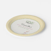 One Silly Goose Pink and Gingham 1st Birthday ペーパープレート (アングル)