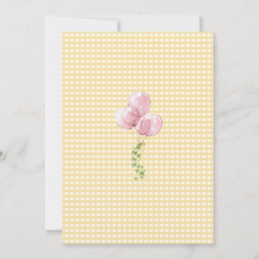 One Silly Goose Pink and Gingham 1st Birthday 招待状 (裏面)