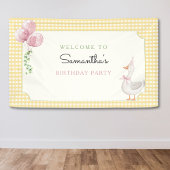 One Silly Goose Pink and Gingham Birthday Banner 横断幕