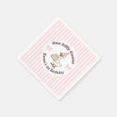 One Silly Goose Pink Bow 1st Birthday  スタンダードカクテルナプキン (角)