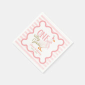 One Silly Goose Pink Bow 1st Birthday スタンダードカクテルナプキン (角)