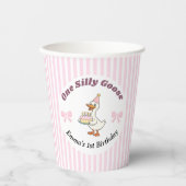 One Silly Goose Pink Bow 1st Birthday 紙コップ (正面)