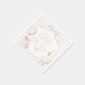 ONE Silly Goose Pink Bow 1st Birthday Party スタンダードカクテルナプキン (角)