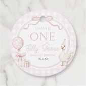 ONE Silly Goose Pink Bow 1st Birthday Party フェイバータグ (裏面)