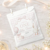ONE Silly Goose Pink Bow 1st Birthday Party フェイバーバッグ (クリップ留めされた状態)