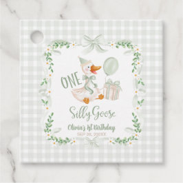 One Silly Goose Pink Bow Floral 1st Birthday フェイバータグ