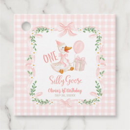 One Silly Goose Pink Bow Floral 1st Birthday フェイバータグ