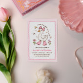 One Silly Goose Pink Bow Floral 1st Birthday 招待状
