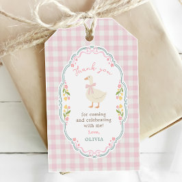  One Silly Goose Pink Bow Girl 1st Birthday ギフトタグ