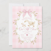 One Silly Goose Pink Bow Girl 1st Birthday 招待状 (正面)