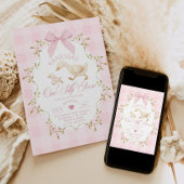 One Silly Goose Pink Bow Girl 1st Birthday 招待状