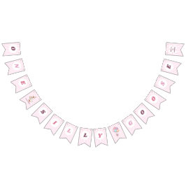  One Silly Goose Pink Bow Girl 1st Birthday Party バンティングフラッグ