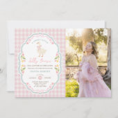  One Silly Goose Pink Bow Girl 1st Birthday Photo 招待状 (正面)
