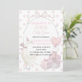 ​One Silly Goose Pink First Birthday Girl 招待状 (スタンド正面)