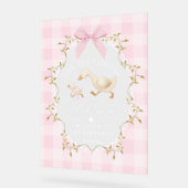 One Silly Goose Pink Gingham Birthday Welcome アクリルサイン (傾斜)