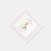 One Silly Goose Pink Gingham Girl First Birthday スタンダードカクテルナプキン (角)