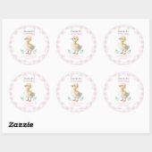 One Silly Goose Pink Gingham Girl First Birthday ラウンドシール (シート)