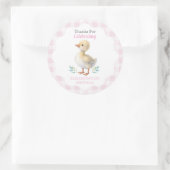 One Silly Goose Pink Gingham Girl First Birthday ラウンドシール (バッグ)