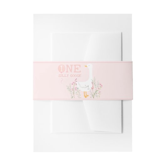 One Silly Goose Pink Girls 1st Birthday 招待状ベリーバンド (正面例)