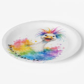 One Silly Goose Rainbow Baby Shower ペーパープレート (アングル)