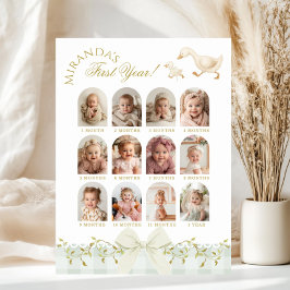 One Silly Goose Sage 1st Birthday Photo Milestone ポスター