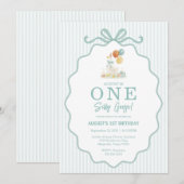 One Silly Goose Teal Boys 1st Birthday 招待状 (正面/裏面)