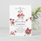 One Silly Goose Valentine 1st Birthday  招待状 (スタンド正面)