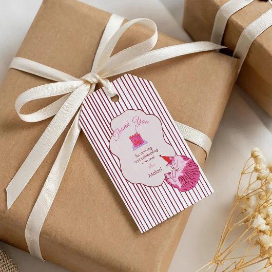 One Silly Pink Kitty 1st Birthday ギフトタグ