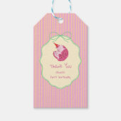 One Sleepy Cat 1st Birthday – Yellow Stripes ギフトタグ (正面)