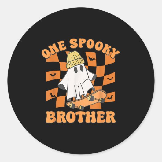 One Soky Brother Birthday Halloween Skateboarding  ラウンドシール (正面)