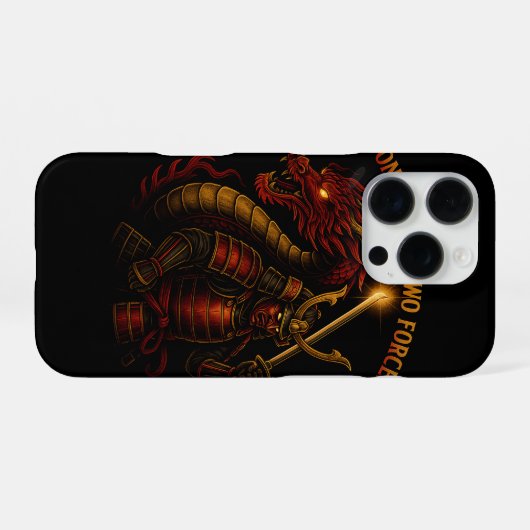 One Spirit, Two Forces | Samurai & Dragon iPhoneケース (裏面横)