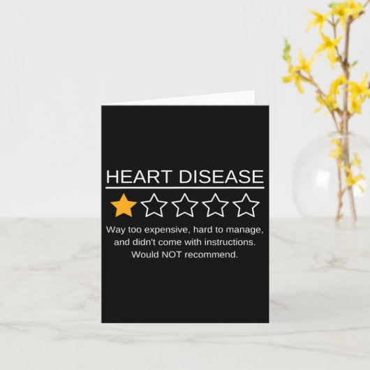 One Star Rating Heart Attack Funny Heart Disease A カード (黄色い花)