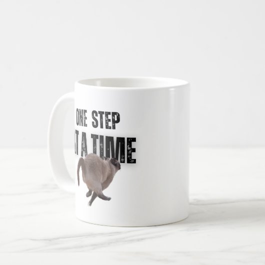 One step at a time grey cat coffee mug コーヒーマグカップ (正面左)