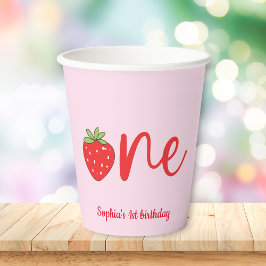 One Strawberry Birthday Pink 紙コップ