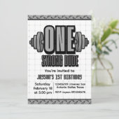 One Strong Dude - 1歳の誕生日招待状 招待状 (スタンド正面)