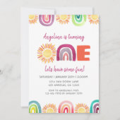 ONE Sun & Rainbowsファースト誕生日ボホウォーター色 招待状 (正面)