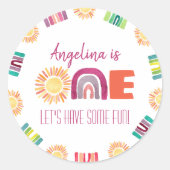 ONE Sun & Rainbows 1stバースデーウェルカムサイン ラウンドシール (正面)