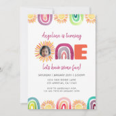 ONE Sunshine Rainbow 1st Birthday Water color写真 招待状 (正面)