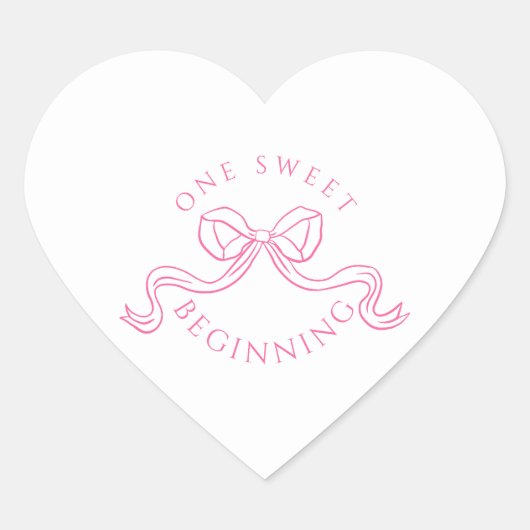 One Sweet Beginning | ピンクとホワイトの結婚式シール ハートシール (正面)